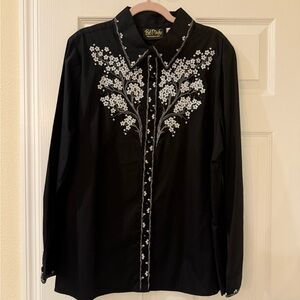 Bob Mackie Black and Red Embroidered Shirt